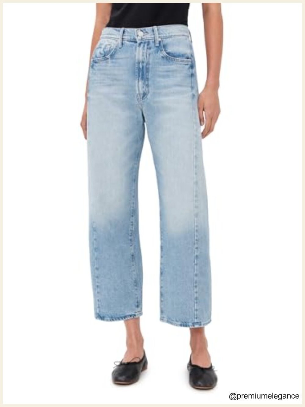 Non-Stretch Denim Ankle Jeans Wide Leg High Rise